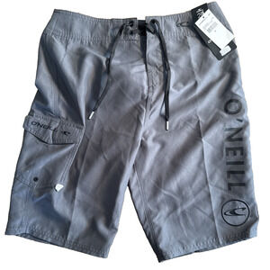 O'NEILL Mens Santa Cruz Solid 2.0 Board Short 28 GRAY ,Full Length Cargo Pocket